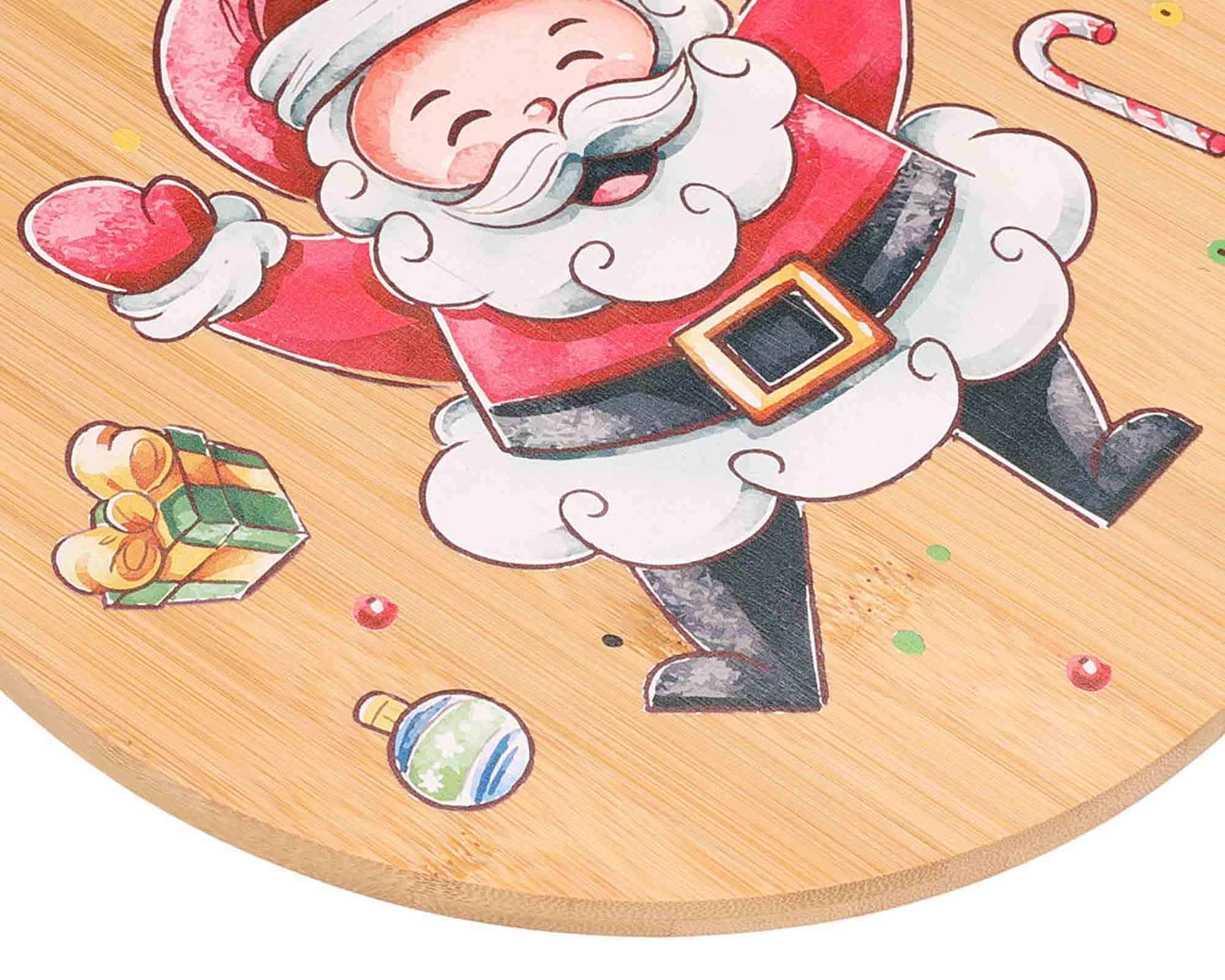 Tagliere Natalizio con Babbo Natale D25cm Assortito in Bamboo - immagine 2