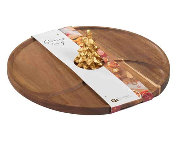 Vassoio Rotondo di Natale D28cm in Legno di Acacia