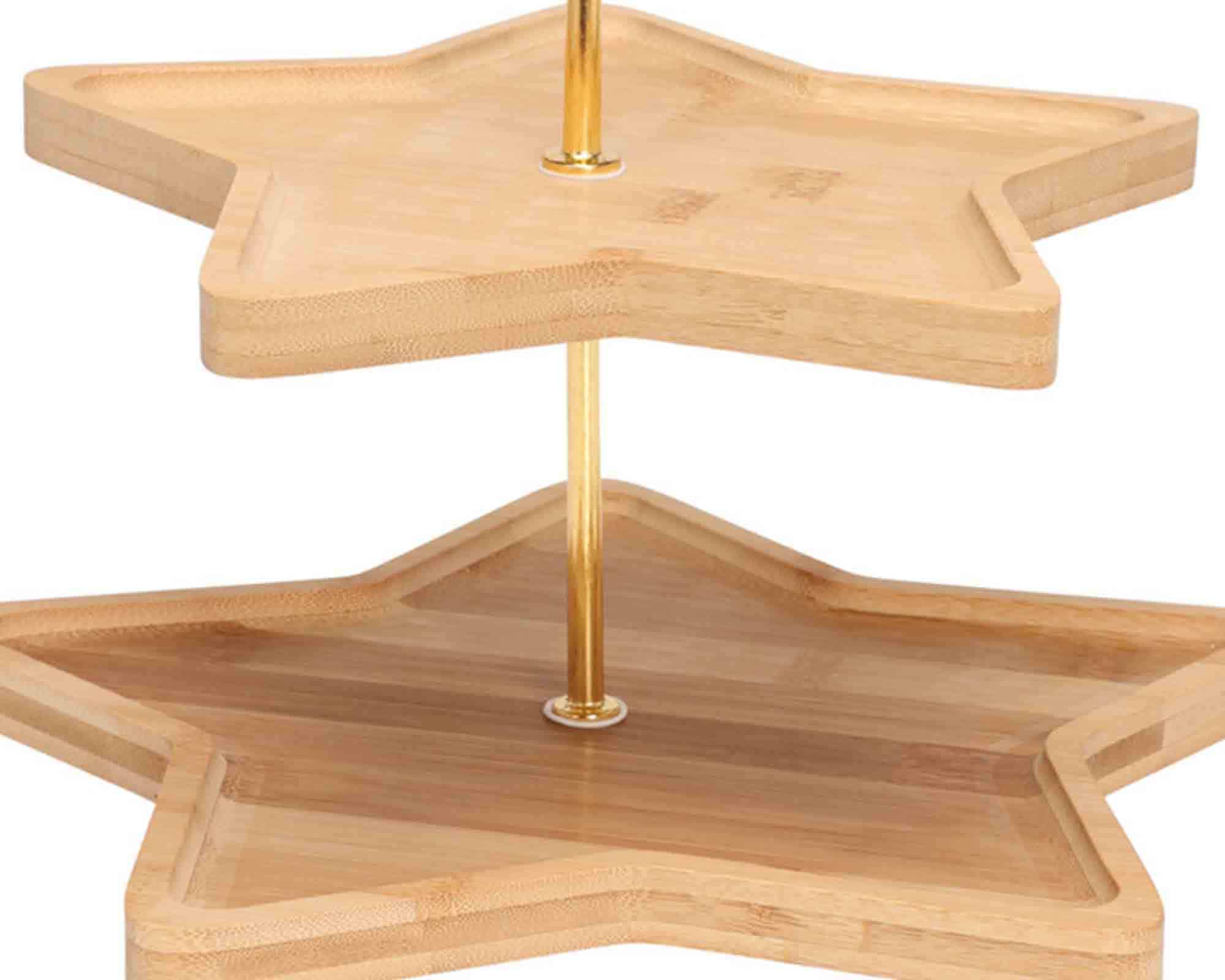 Alzata a 2 Piani a Forma di Stella D25cm in Bamboo - immagine 2