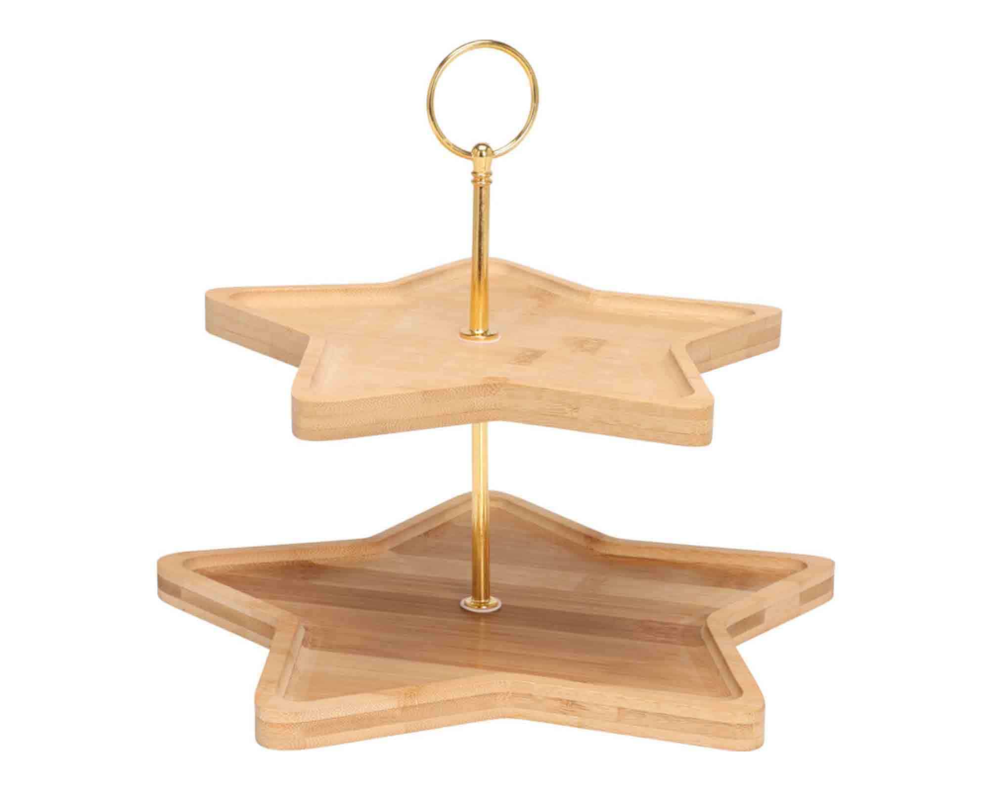 Alzata a 2 Piani a Forma di Stella D25cm in Bamboo