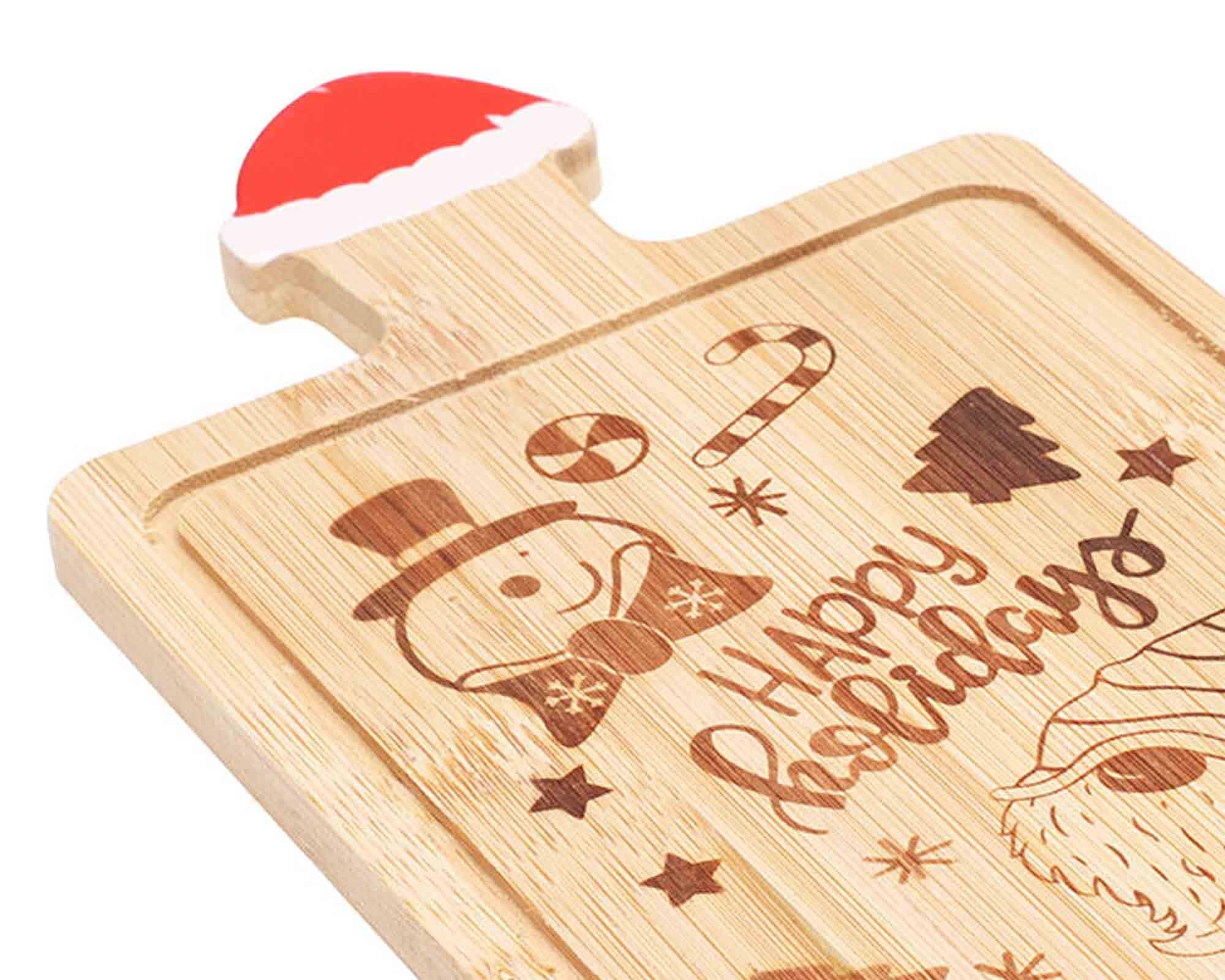 Tagliere Natalizio con Decorazioni 19x11cm in Bamboo - immagine 2