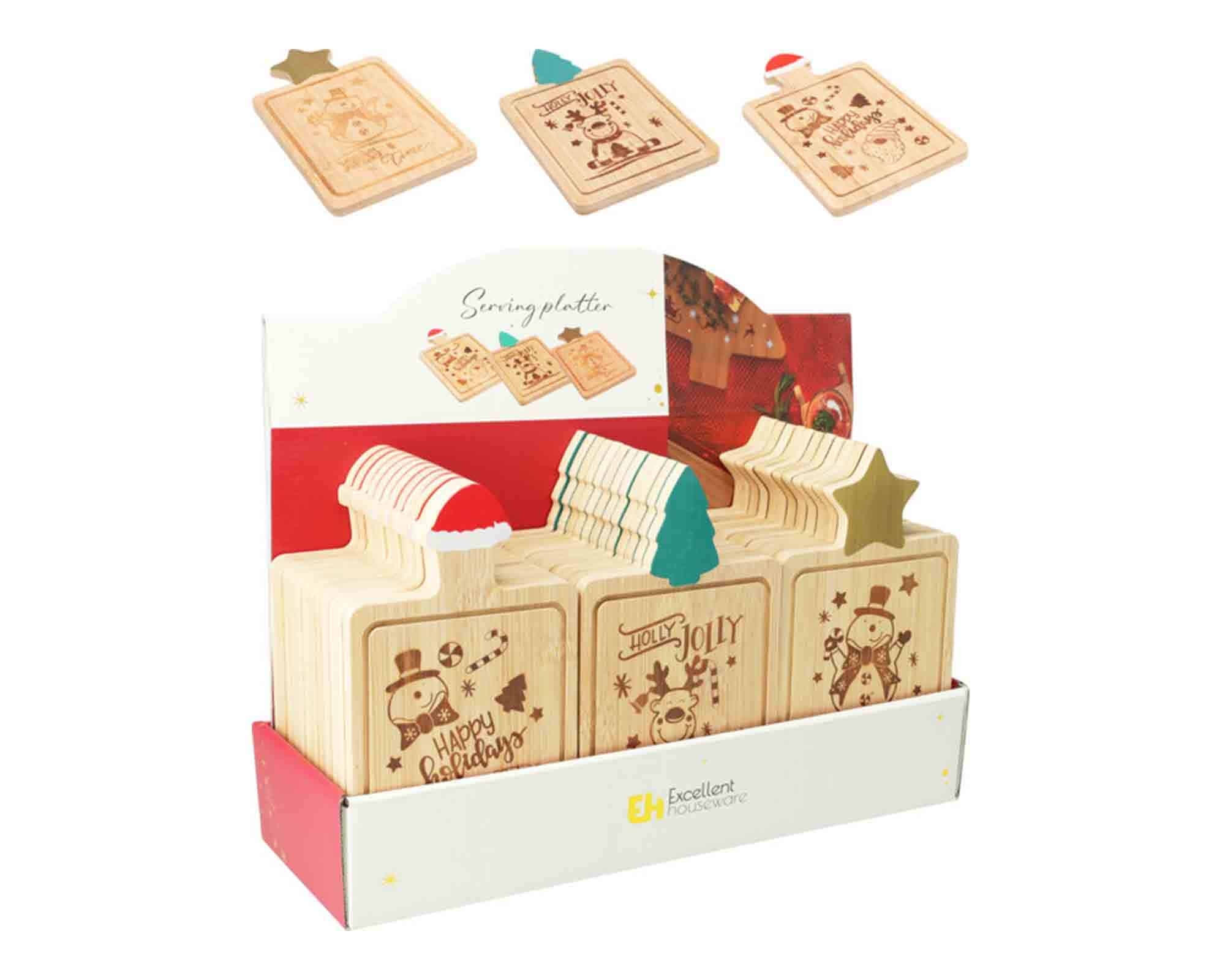 Tagliere Natalizio con Decorazioni 19x11cm in Bamboo - immagine 3