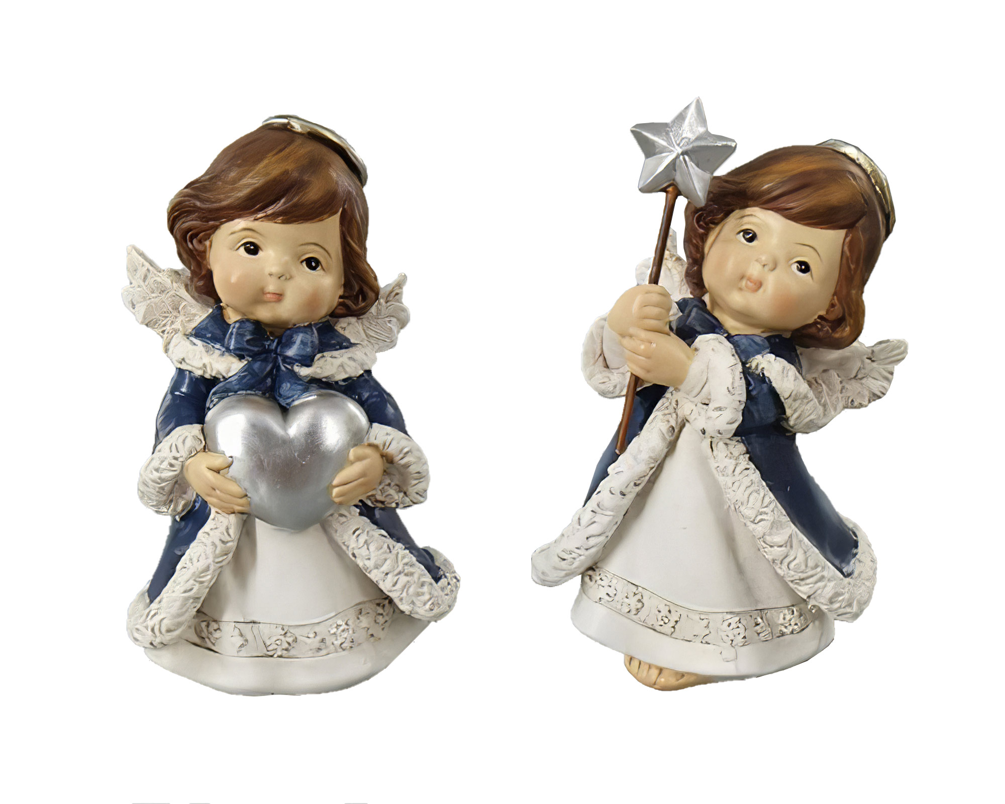 Decorazione Statua natalizia di Angelo blu in resina