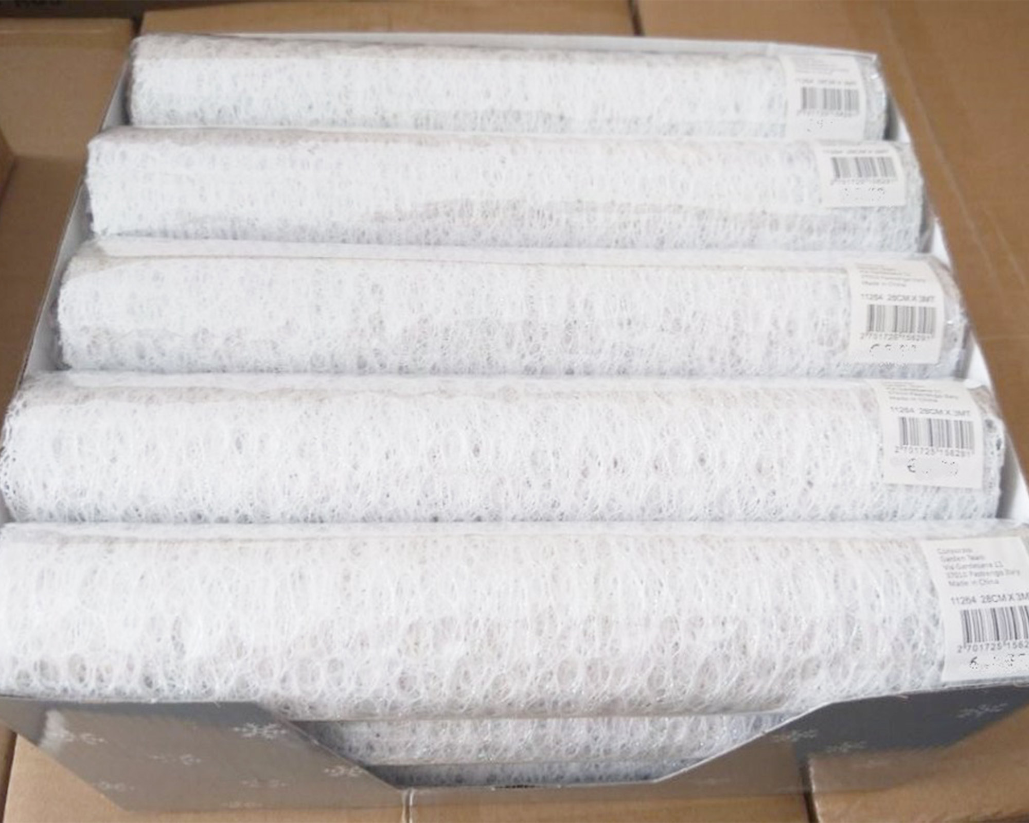 Bobina Rotolo Di Tulle Rete Bianco Glitterata