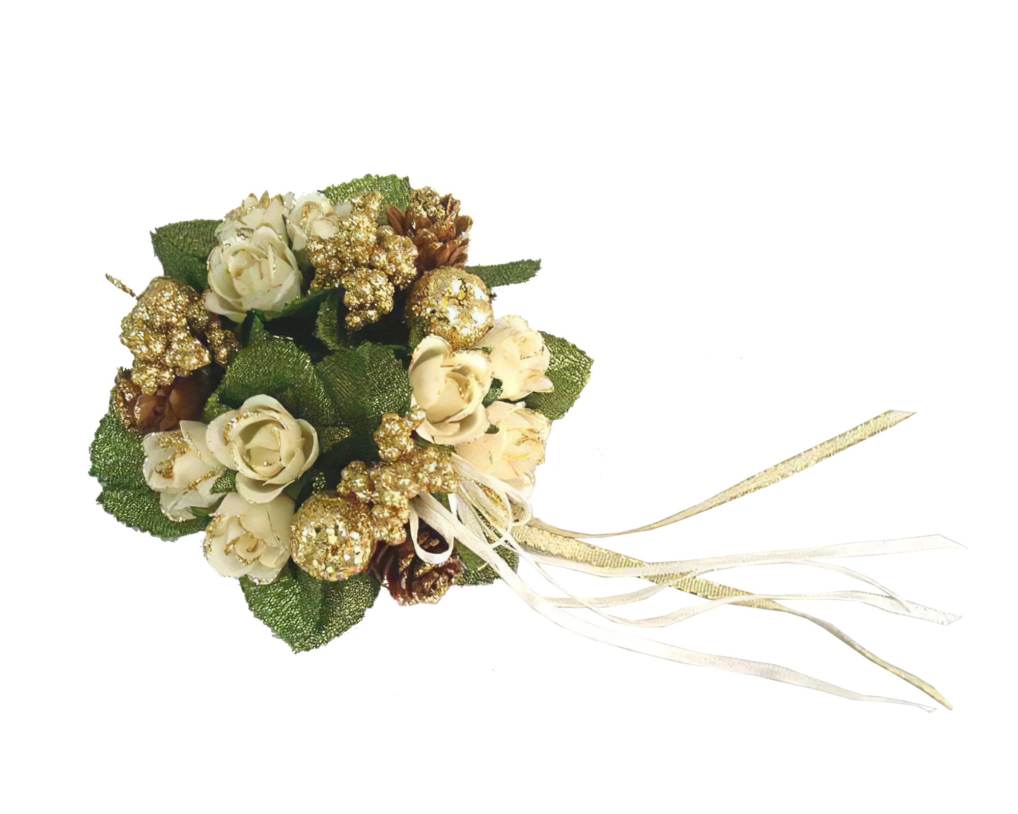 Corona Natalizia Con Rose, Pigne E Mele