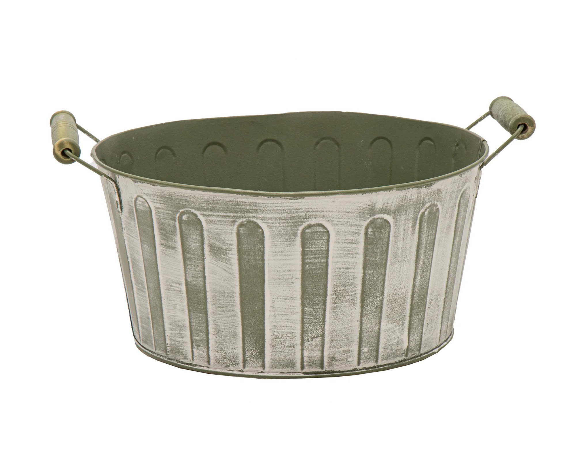 Fioriera Bassa Woodhandle Verde D25 in Acciaio