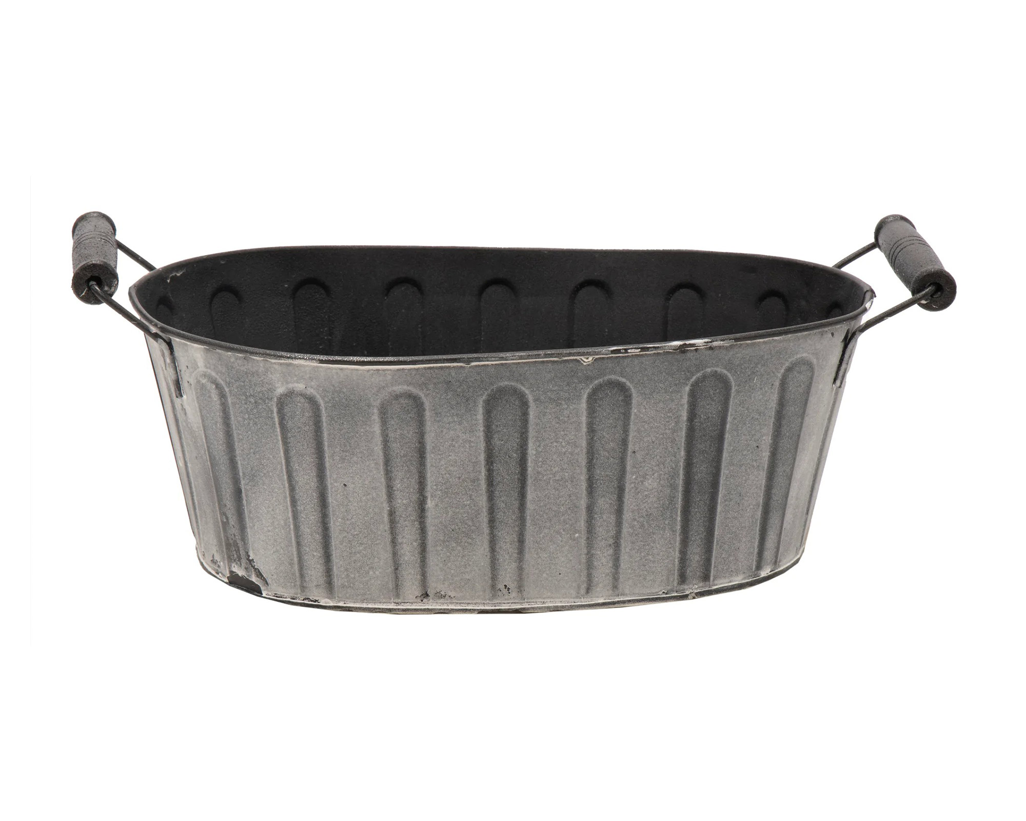 Fioriera Ovale Woodhandle Antracite 27x17cm in Acciaio