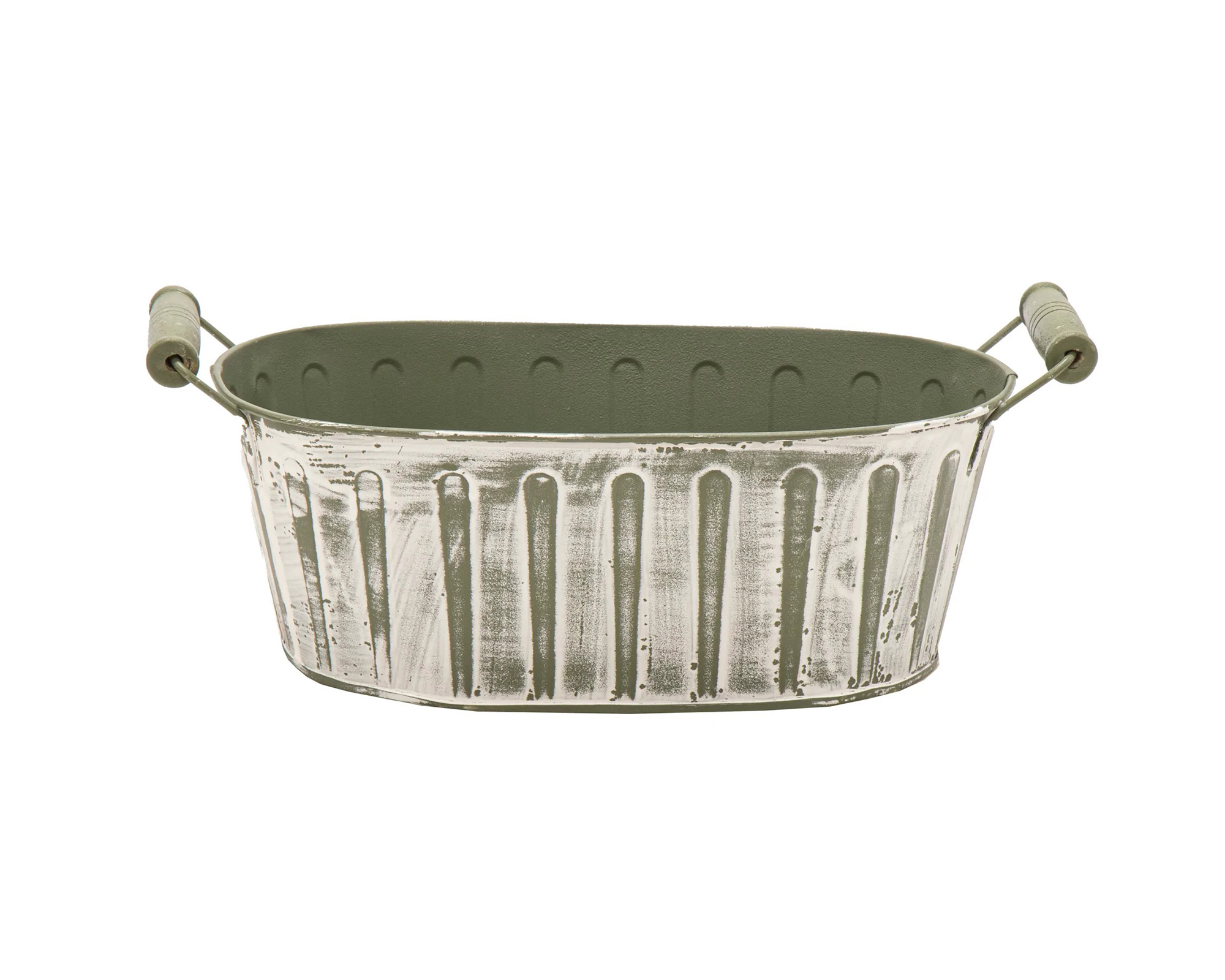 Fioriera Ovale Woodhandle Verde 23x14,5cm in Acciaio