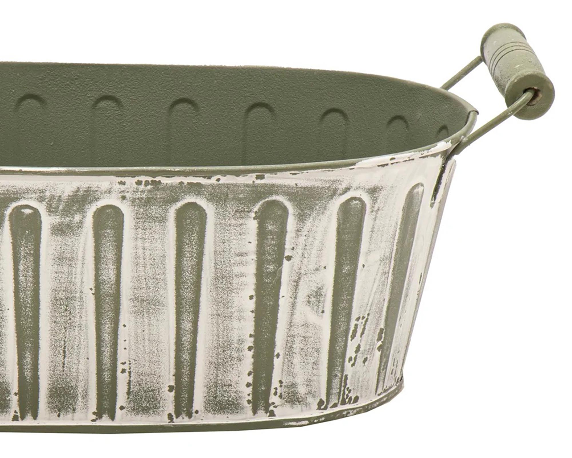 Fioriera Ovale Woodhandle Verde 23x14,5cm in Acciaio - immagine 2