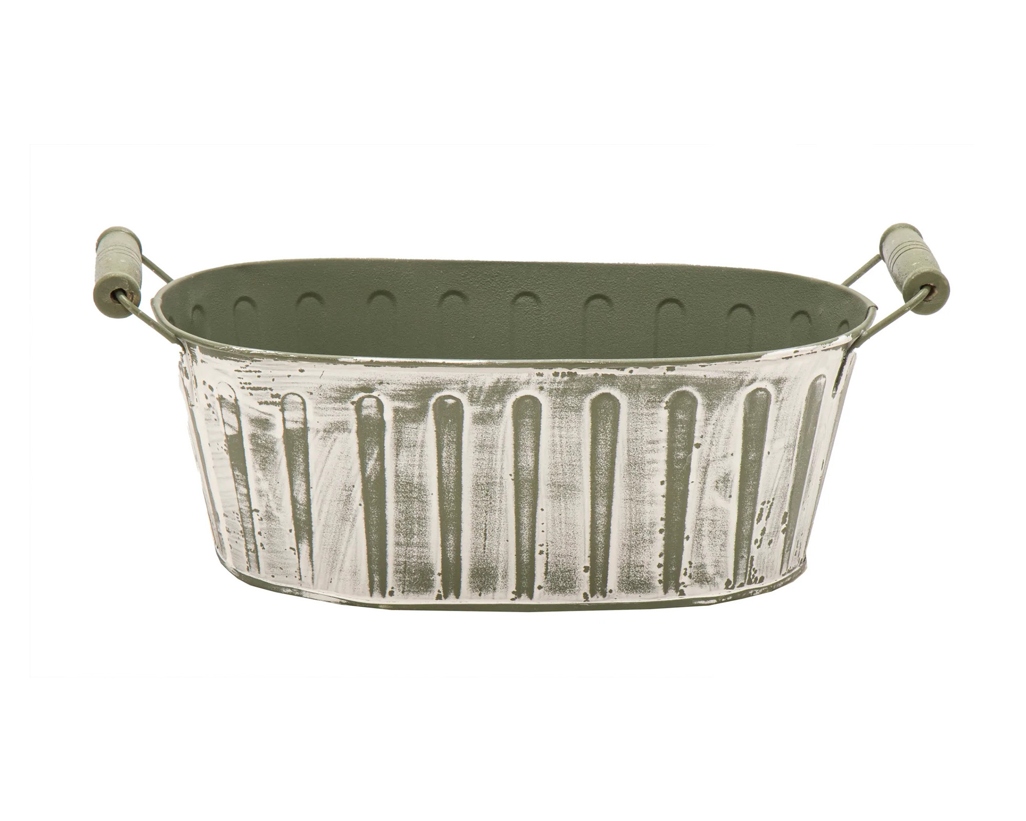 Fioriera Ovale Woodhandle Verde 27x17cm in Acciaio