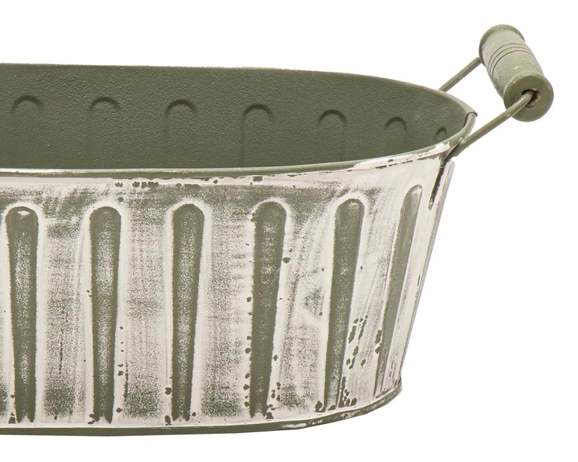 Fioriera Ovale Woodhandle Verde 27x17cm in Acciaio - immagine 2