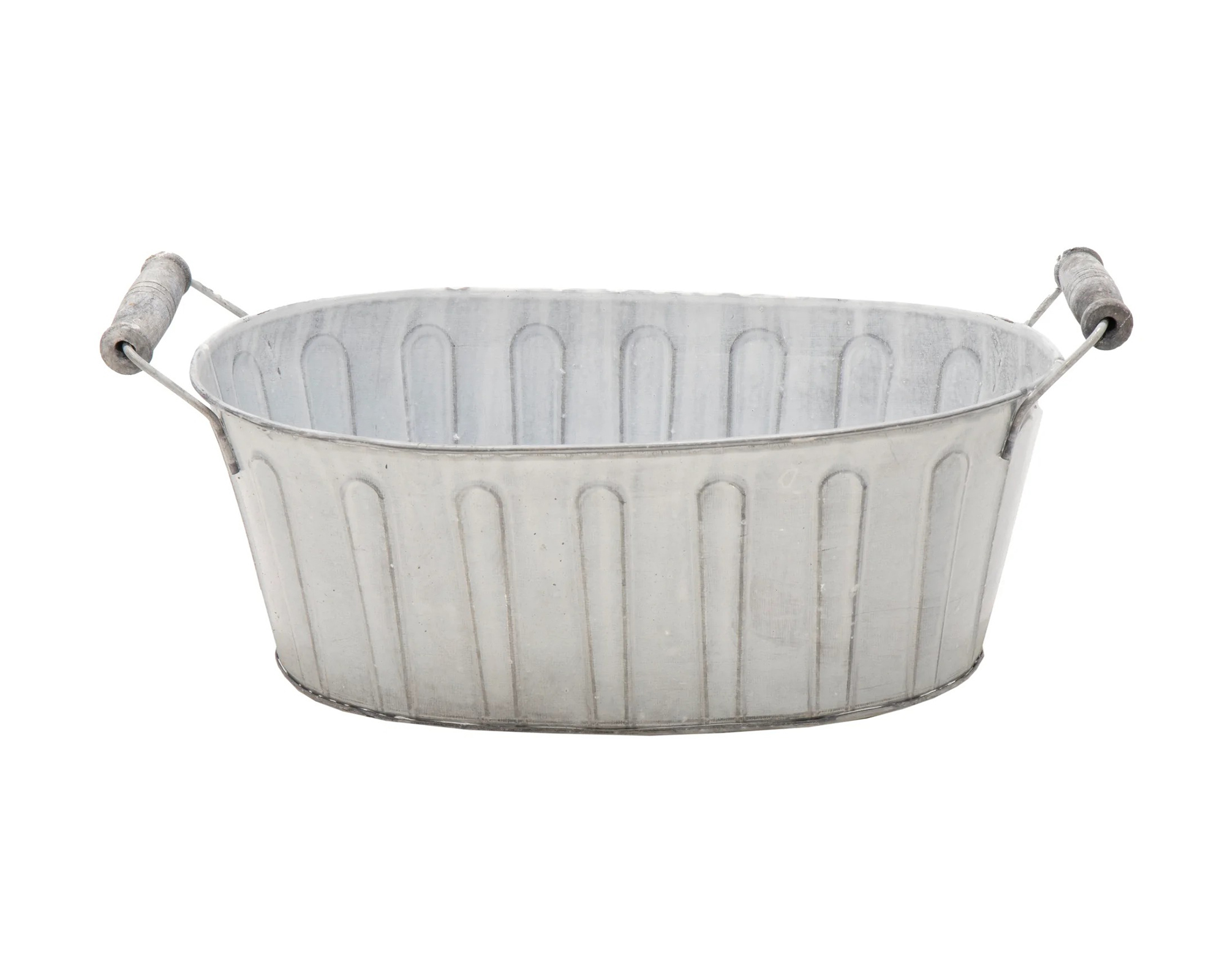 Fioriera Ovale Woodhandle Grigio 23x14,5cm in Acciaio