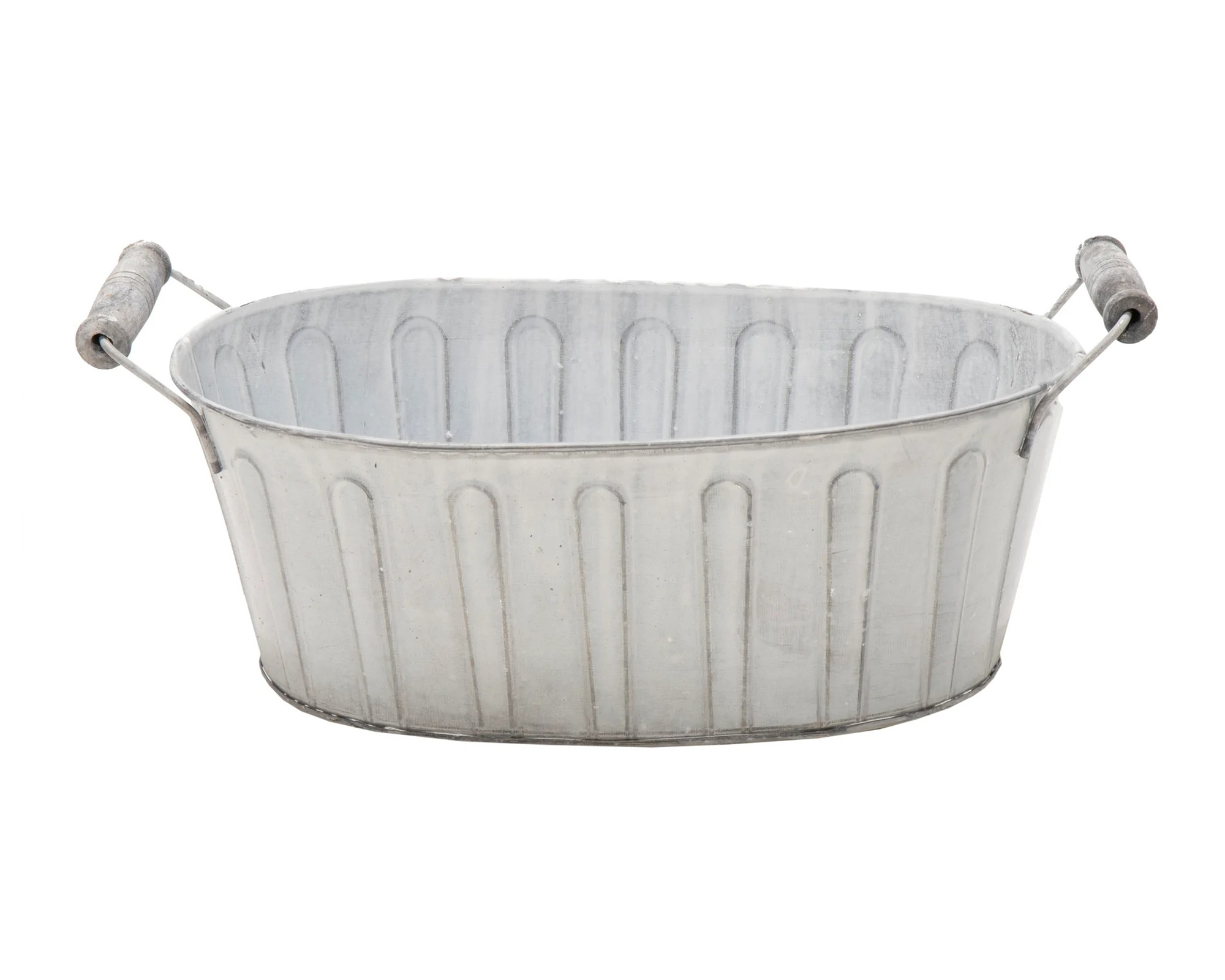 Fioriera Ovale Woodhandle Grigio 27x17cm in Acciaio