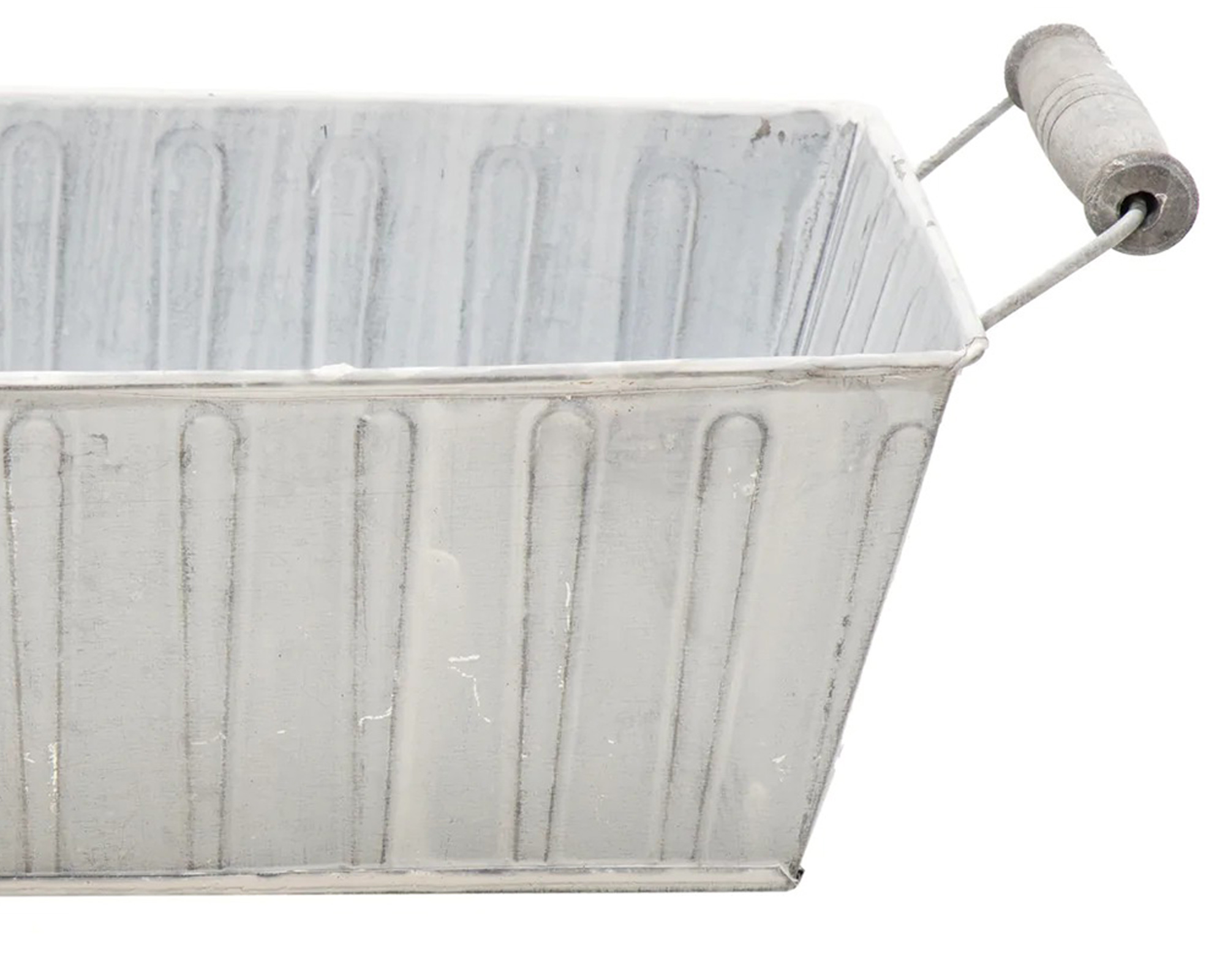 Fioriera Rettangolare Woodhandle Grigio 27x17cm in Acciaio - immagine 2