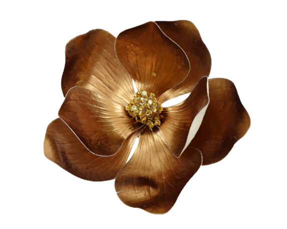 Fiori Di Magnolia In Metallo Di Bronzo Con Clip