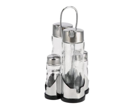 Dosatore Menage In Vetro E Acciaio