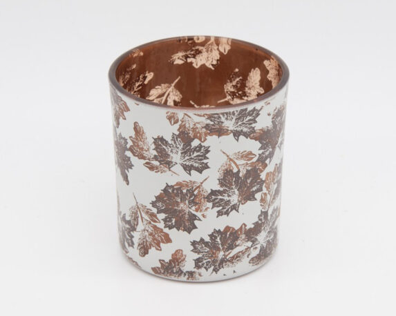 Portacandele Con Foglie Autunnali Disegnate Sopra