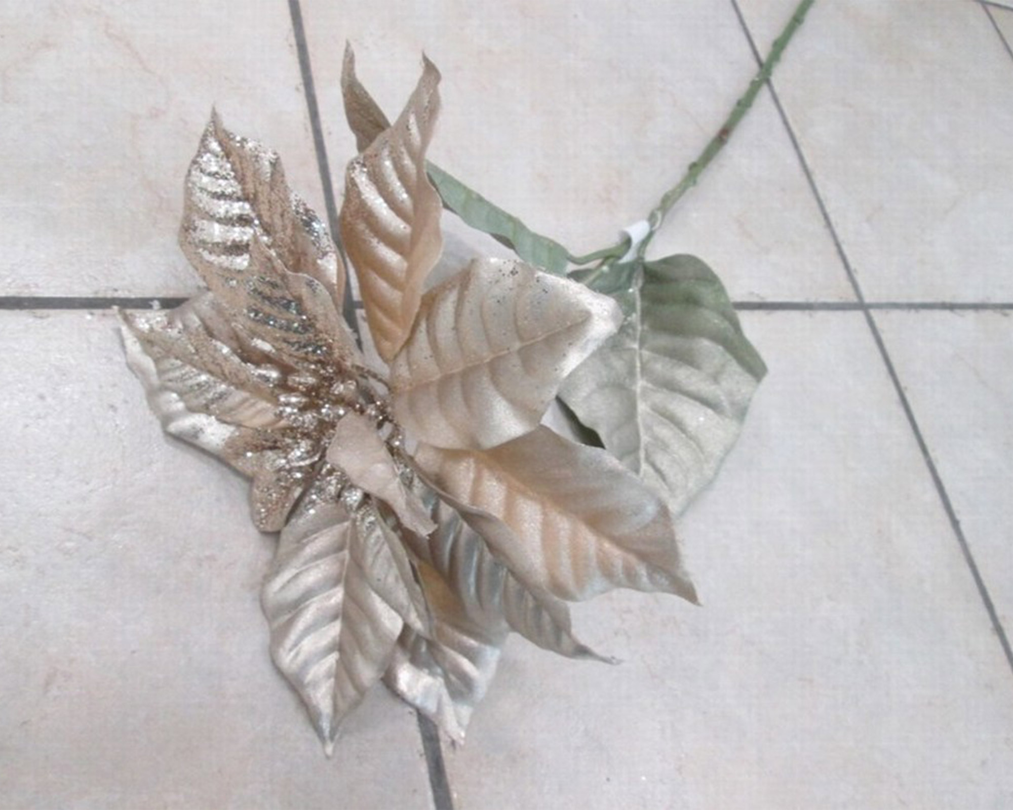 Fiori Di Poinsettia Champagne Con Glitter