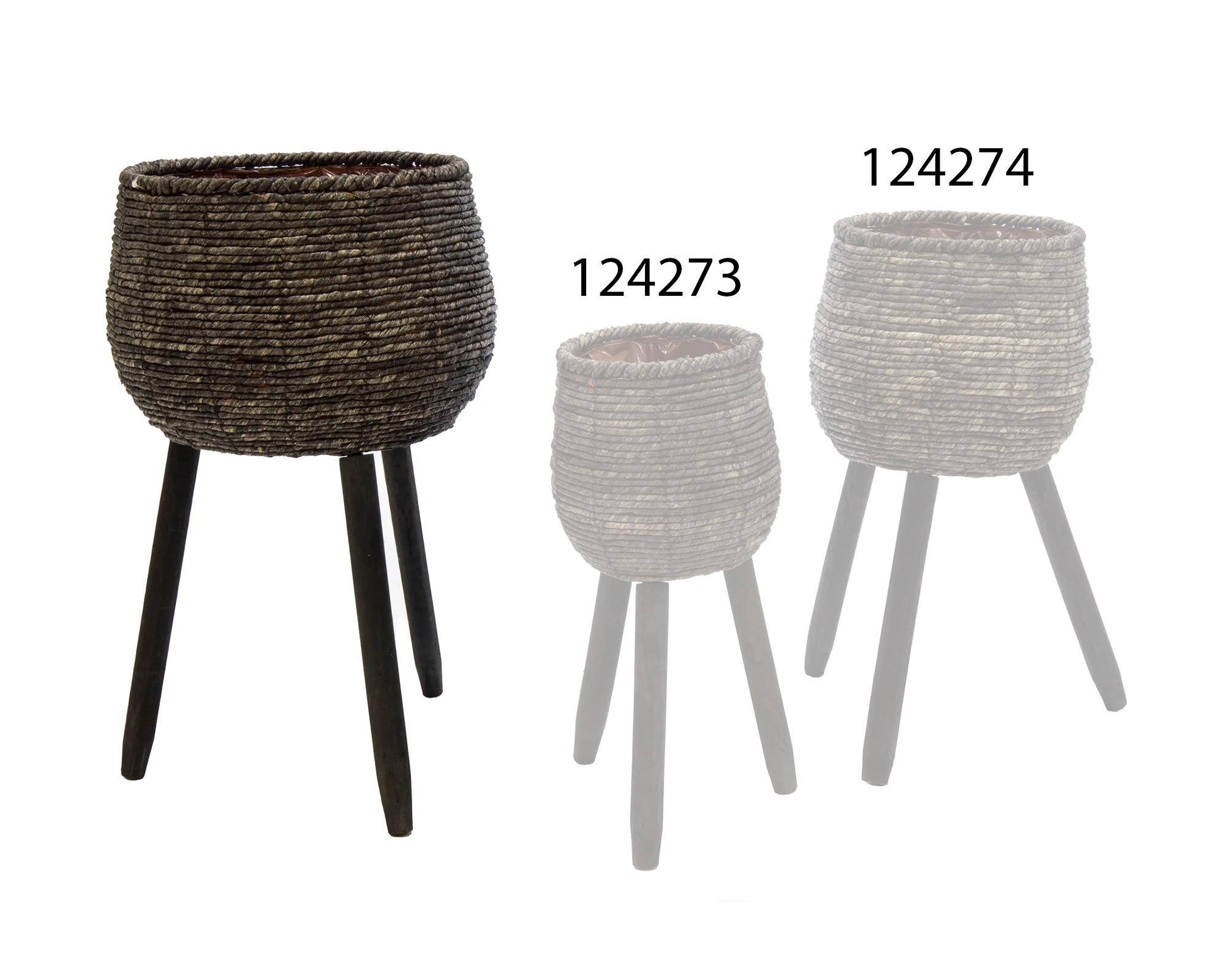 Cesta Con Base Loftier Cauldron Mottled Nero Large - immagine 2