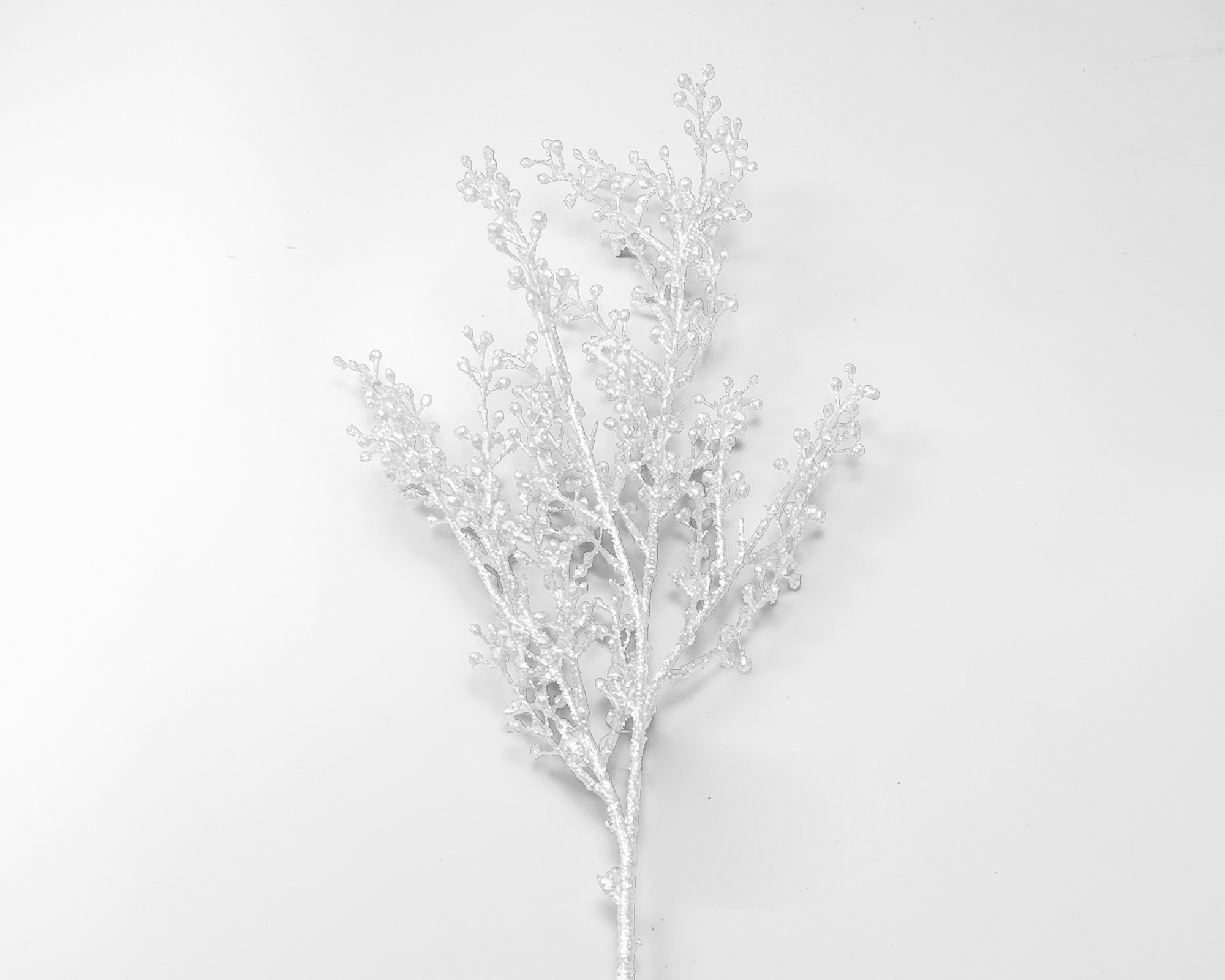 Ramo Bianco Con Bacche Glitterato