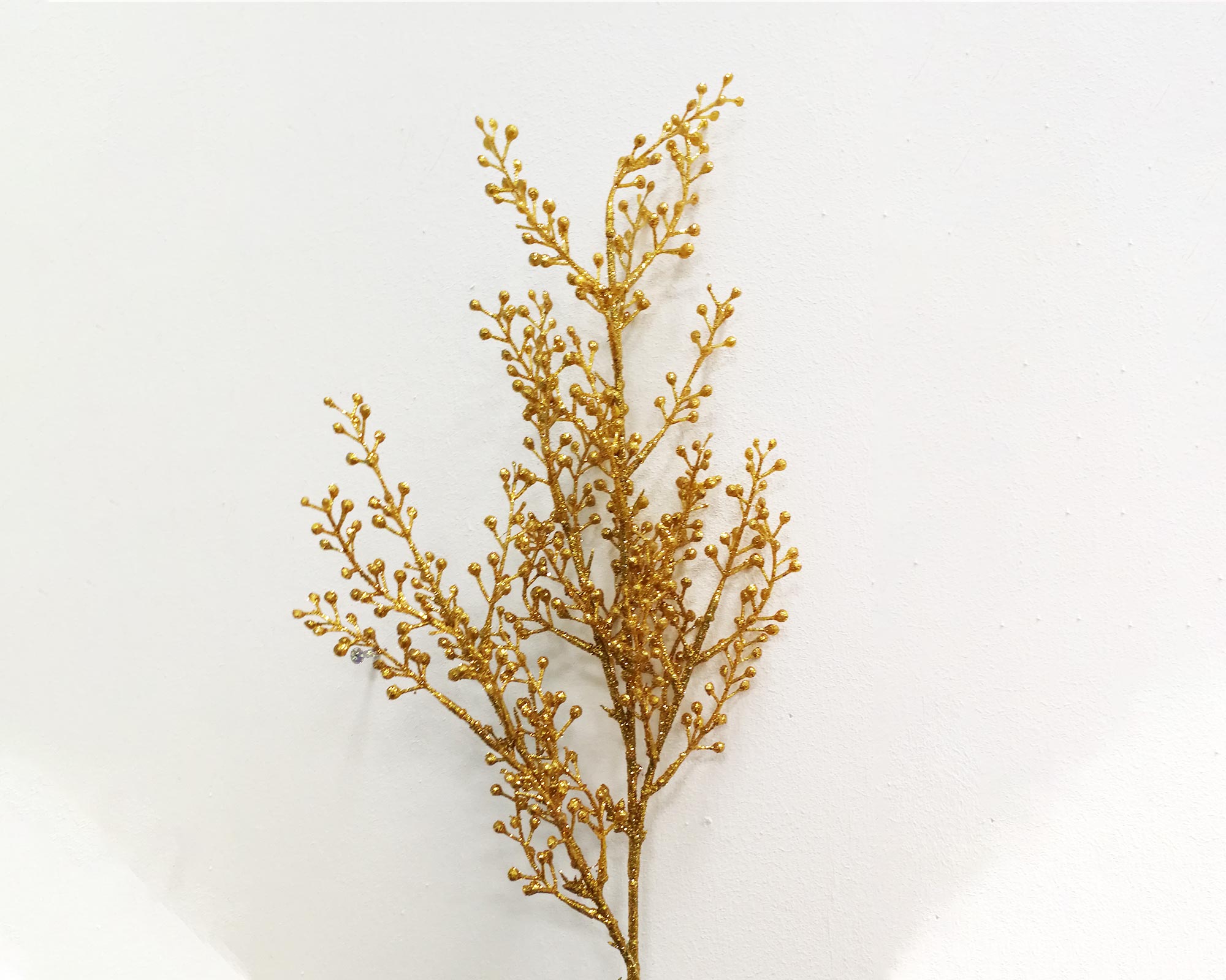 Ramo Dorato Con Bacche Glitterato