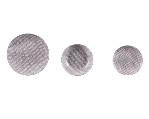 Servizio 18 Pz Piatti Di Ceramica Bianco E Beige