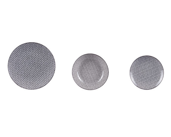 Servizio 18 Pz Piatti Di Ceramica Bianco E Nero