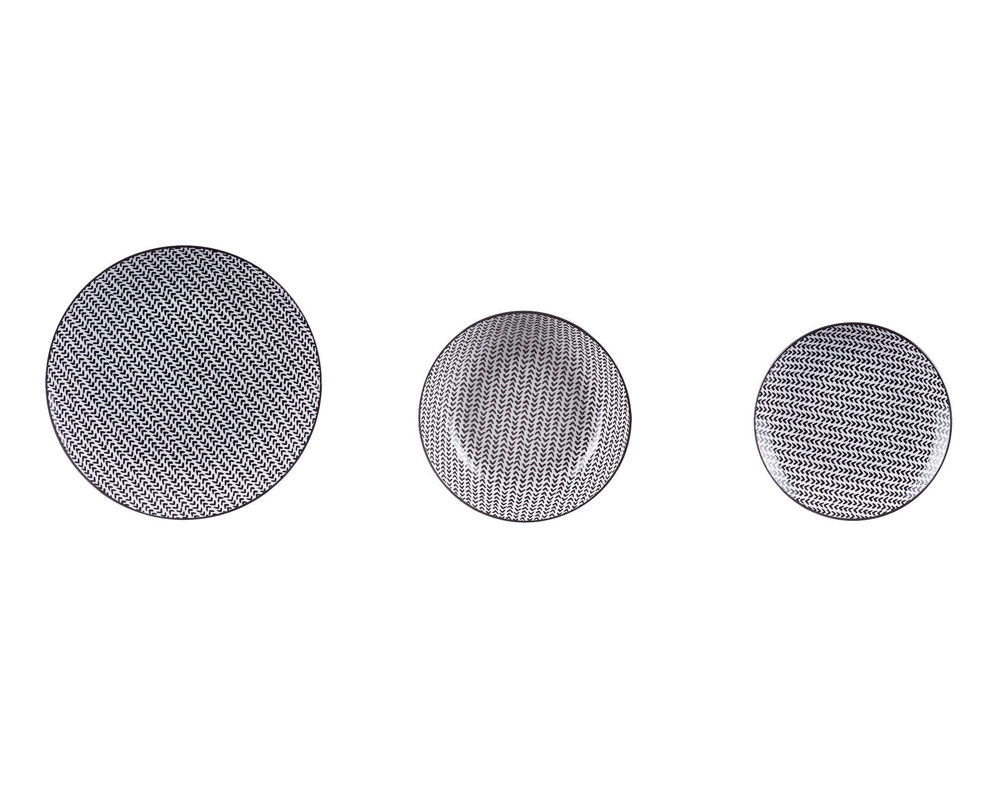 Servizio 18 Pz Piatti Di Ceramica Bianco E Nero