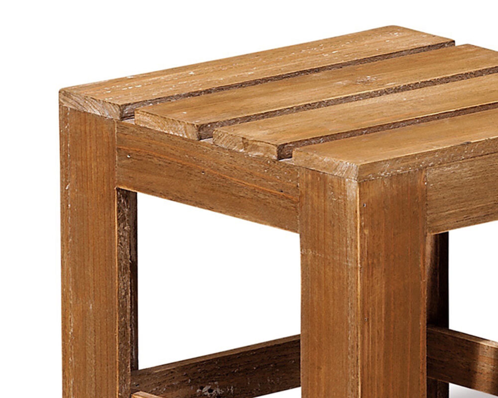 Legno Rigato Sgabello Quadrato In Legno Medium - FloralGarden