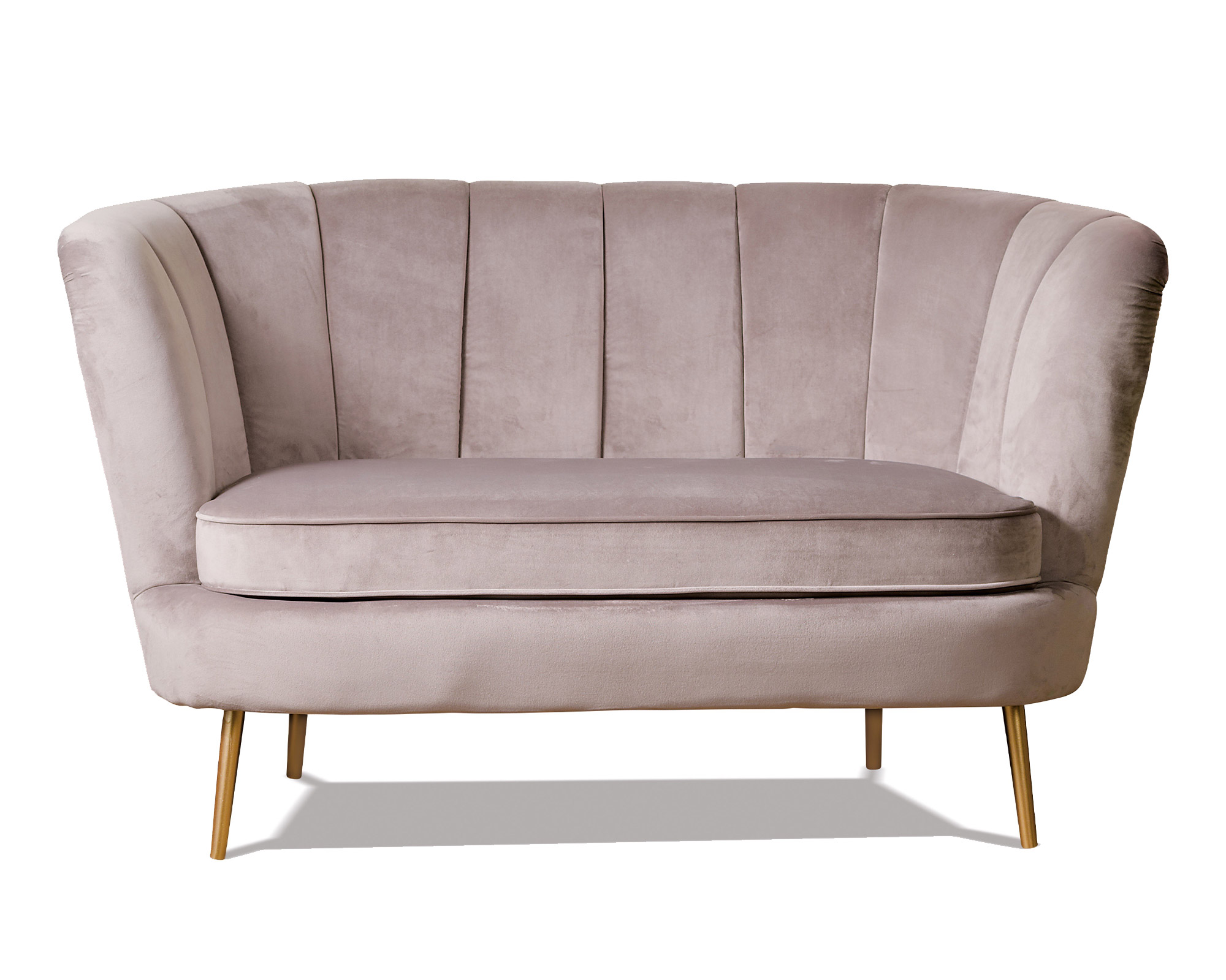 Divano con 2 Posti Kean Velluto Grigio in Tessuto e Metallo