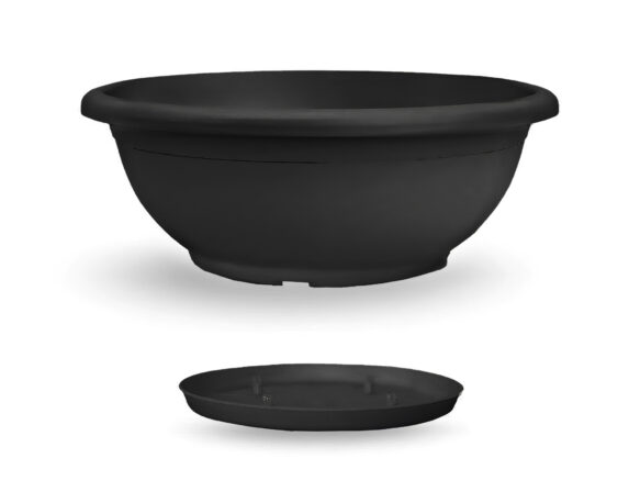 Vaso Naxos con Sottovaso Antracite D60cm in Plastica