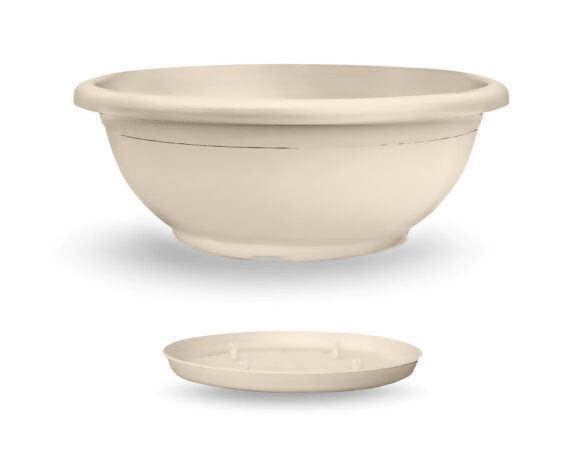 Vaso Naxos con Sottovaso Beige D60cm in Plastica