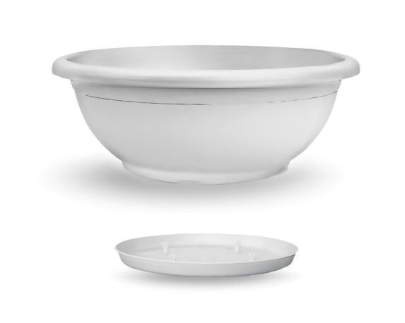 Vaso Naxos con Sottovaso Bianco D60cm in Plastica