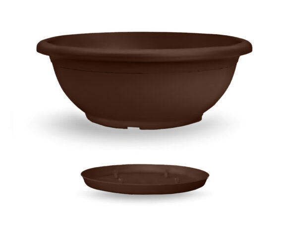 Vaso Naxos con Sottovaso Marrone D60cm in Plastica