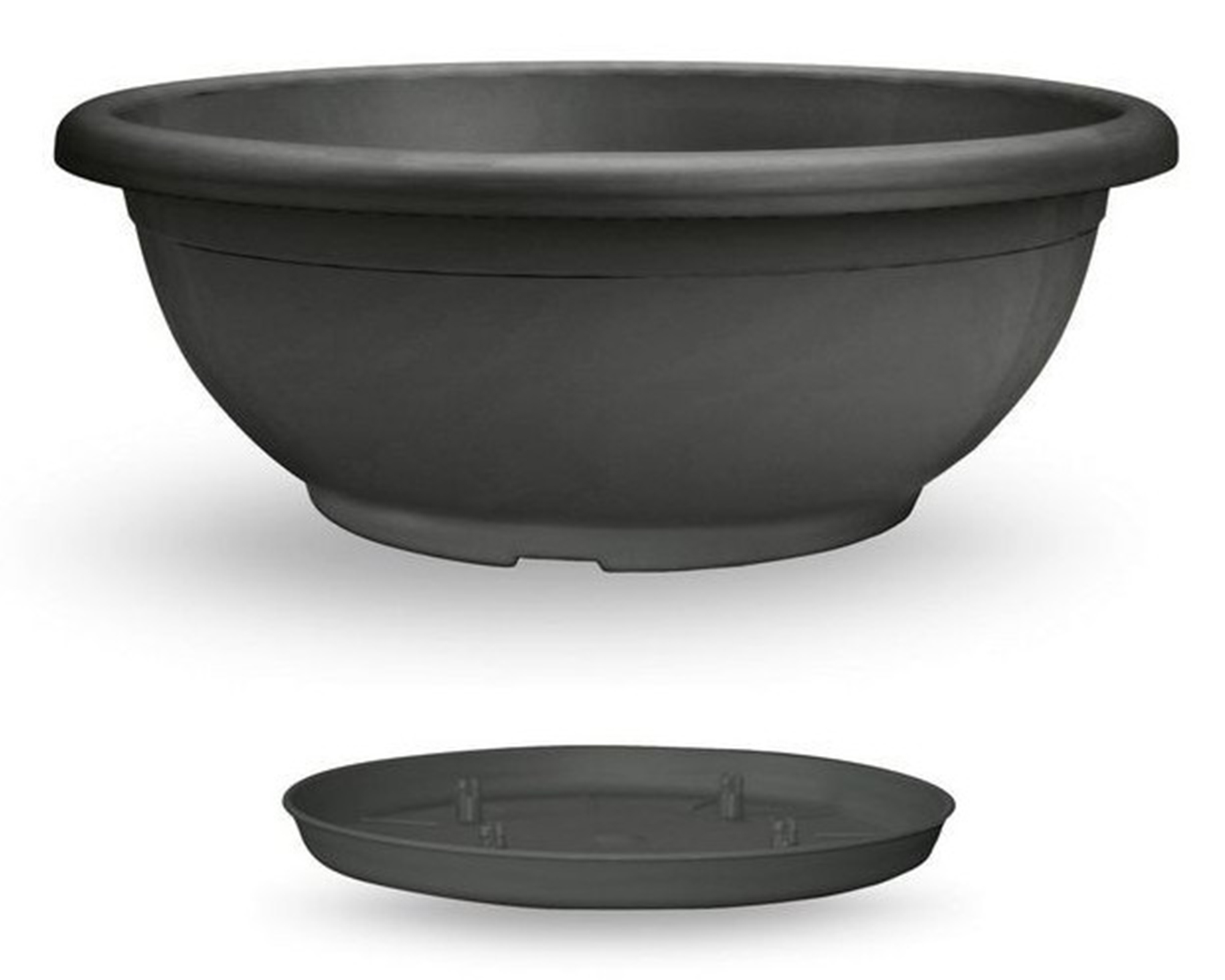 Vaso Naxos con Sottovaso Antracite D80cm in Plastica