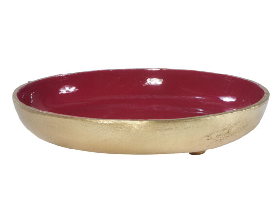 Piatto In Metallo Smaltato Rosso