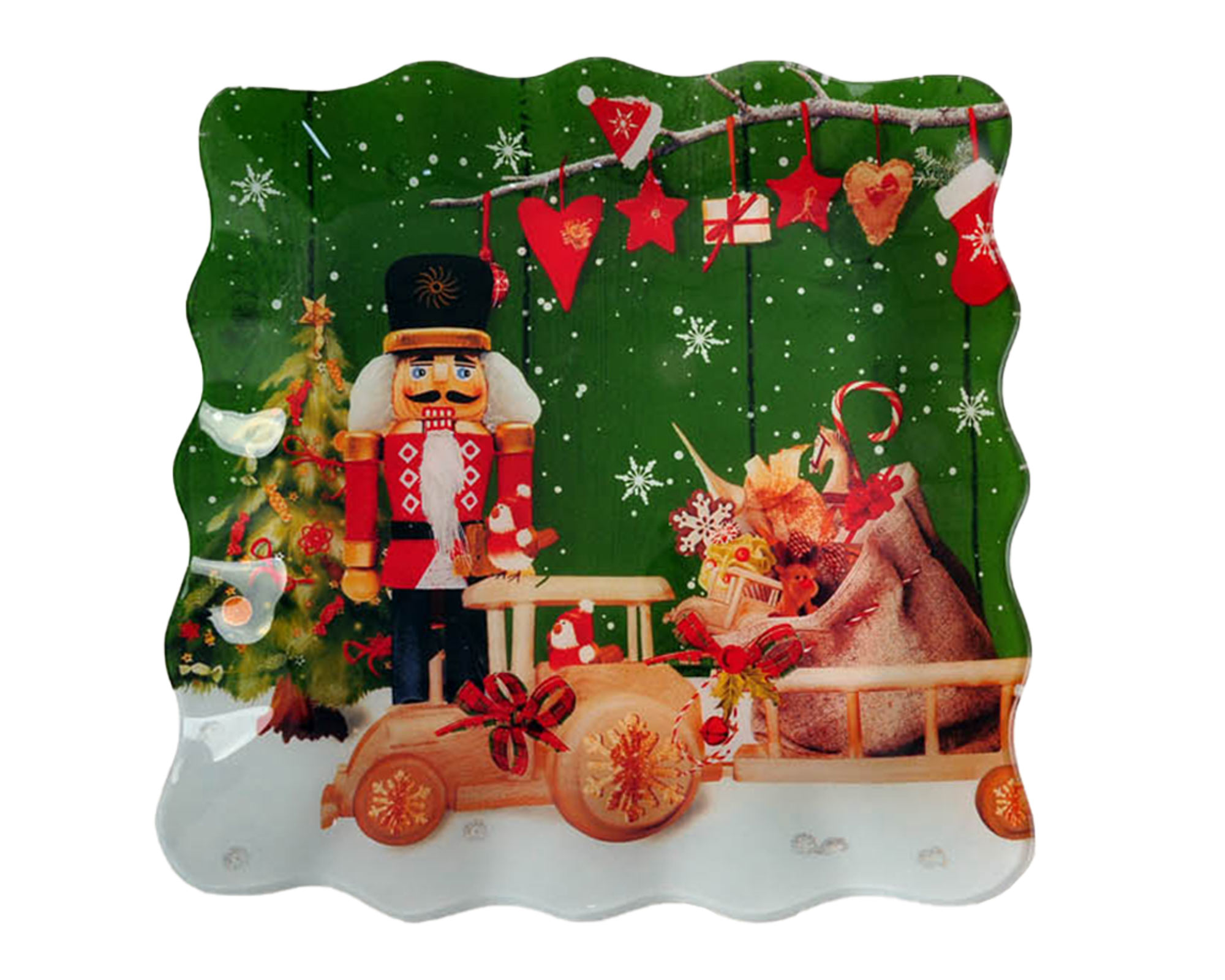 Piatto Quadrato Natalizio In Vetro - immagine 2