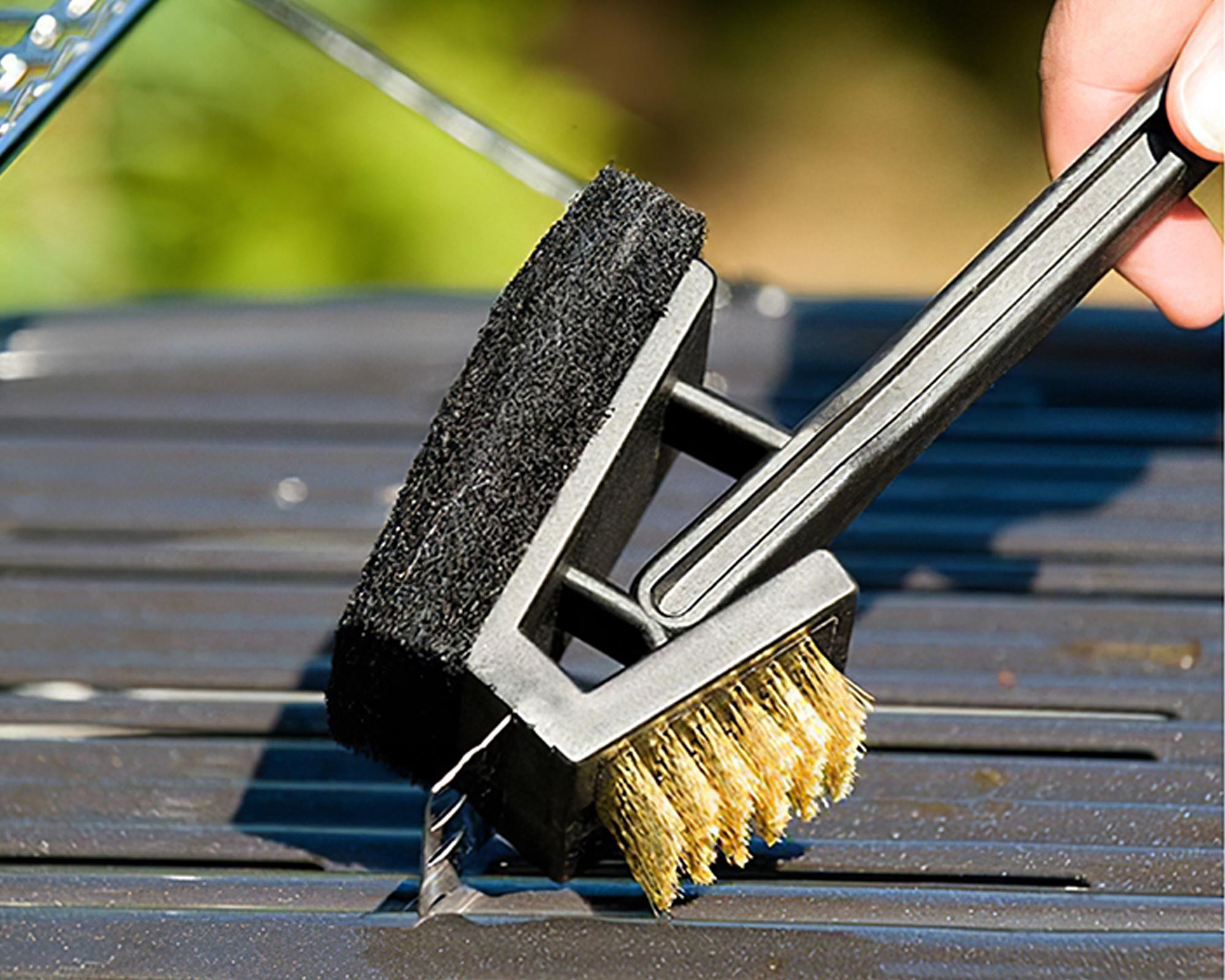 Spazzola Per Barbecue TEKLiNe 2in1 - Spazzola In Ottone E Raschietto Acciaio, Per Griglie E Forni - Foto 8