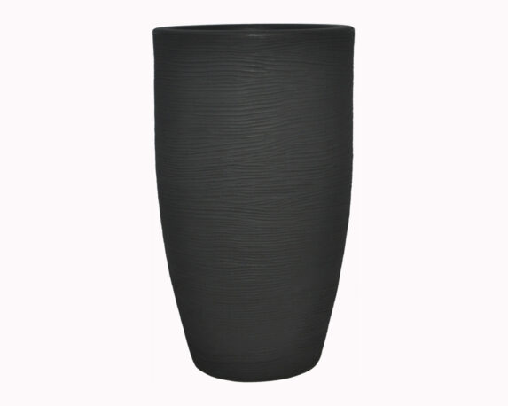 Vaso Basso Conico Rigato Shabby Ghisa D40cm in Resina