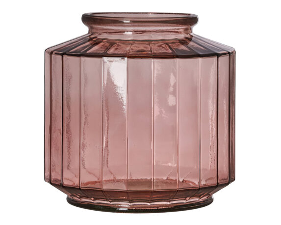 Vaso A Righe in Vetro Rosa