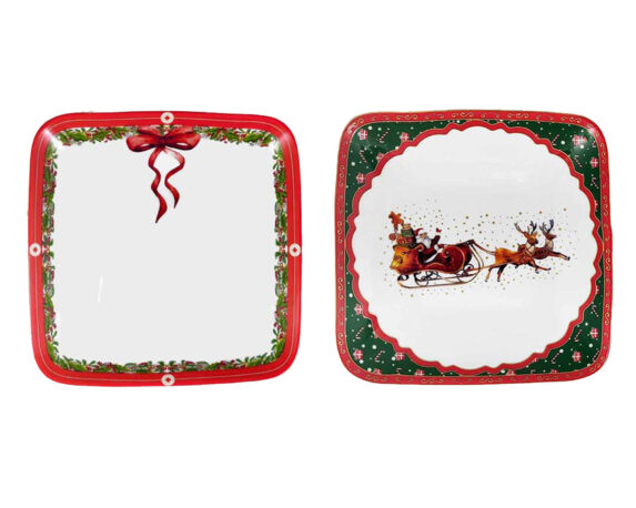 Vassoio Quadrato Con Decoro Natalizio