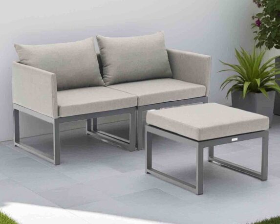 Set 3 Pz Set Chat Posti Grigio in Alluminio e Tessuto