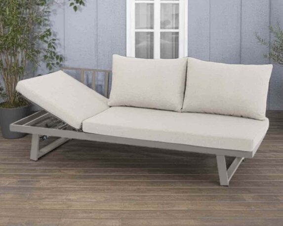 Divano Lounge Oasi Taupe e Grigio in Acciaio e Tessuto