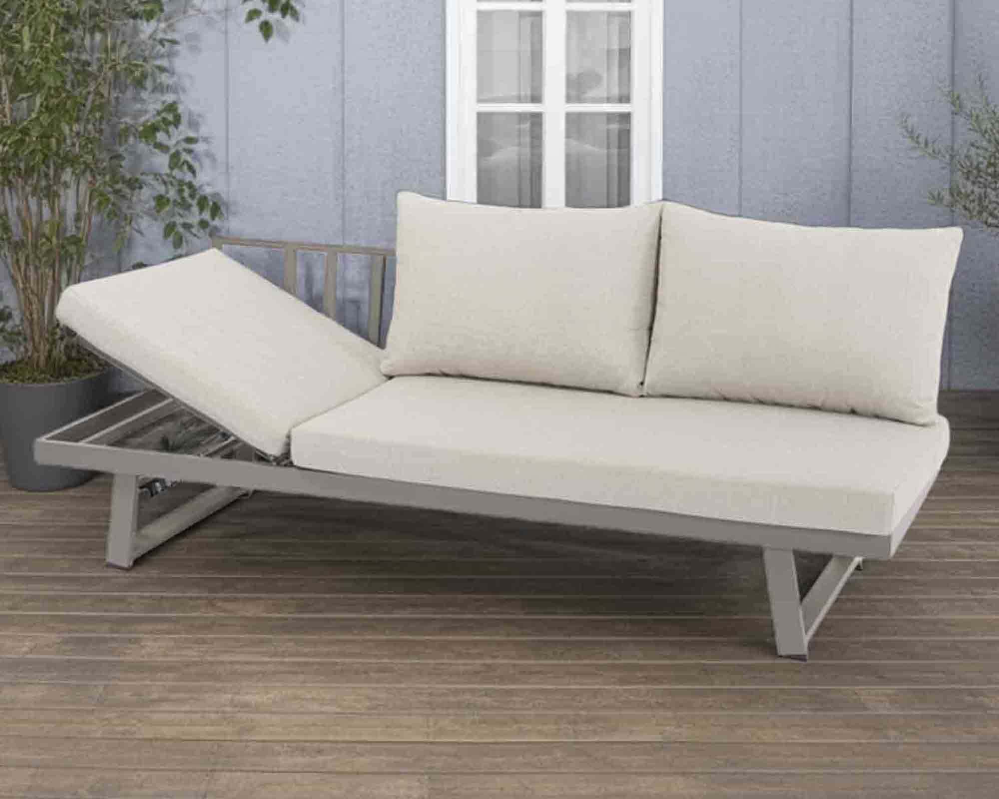 Divano Lounge Oasi Taupe e Grigio in Acciaio e Tessuto