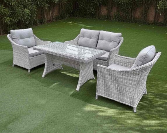 Set 4 Pz Salotto Magnolia Beige con Cuscini in Fibra sintetica