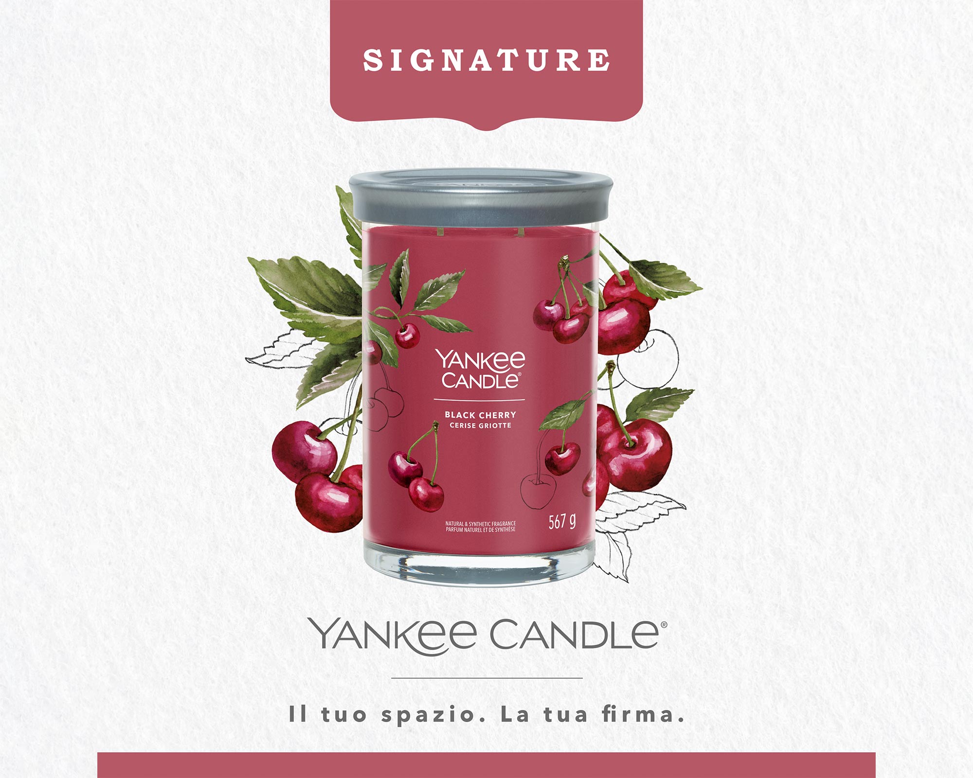 Candela Tumbler Grande Black Cherry - Yankee Candle - immagine 3