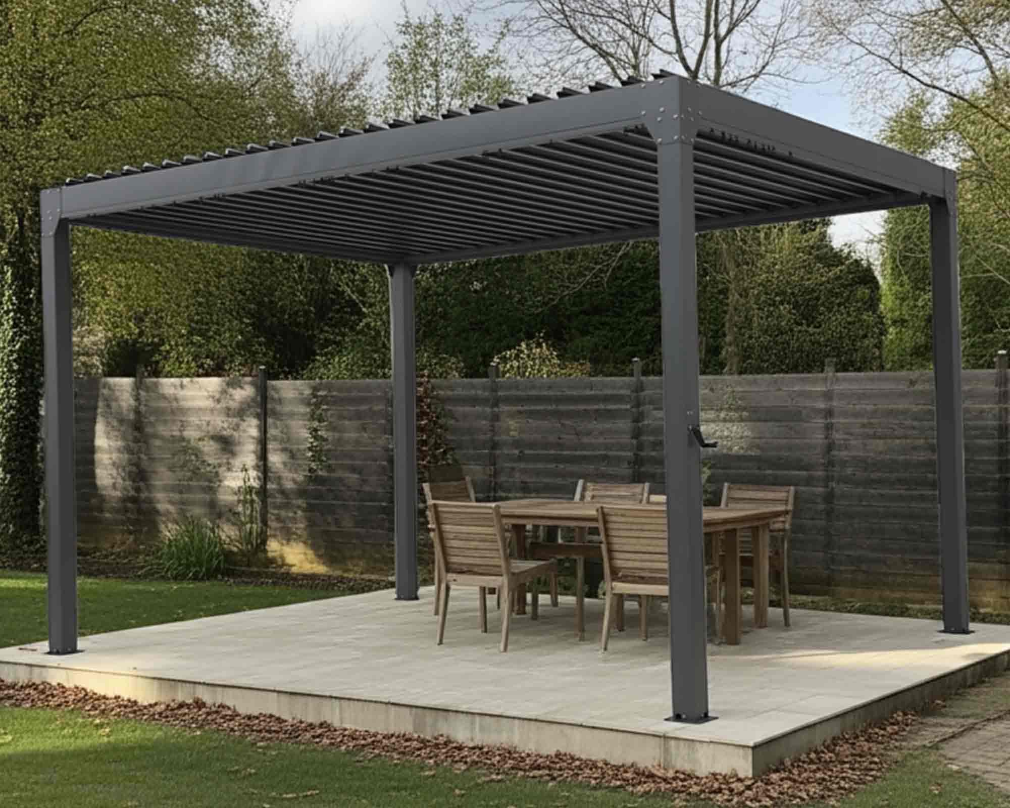 Pergola Manual Acciaio Galvanizzato Grigio 3x4x2,5m - Floral Garden