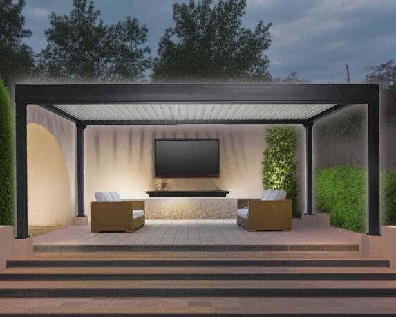 Pergola Luxury Grigio Elettrica con Luci LED 3x5x2,5m in Alluminio – Floral Garden