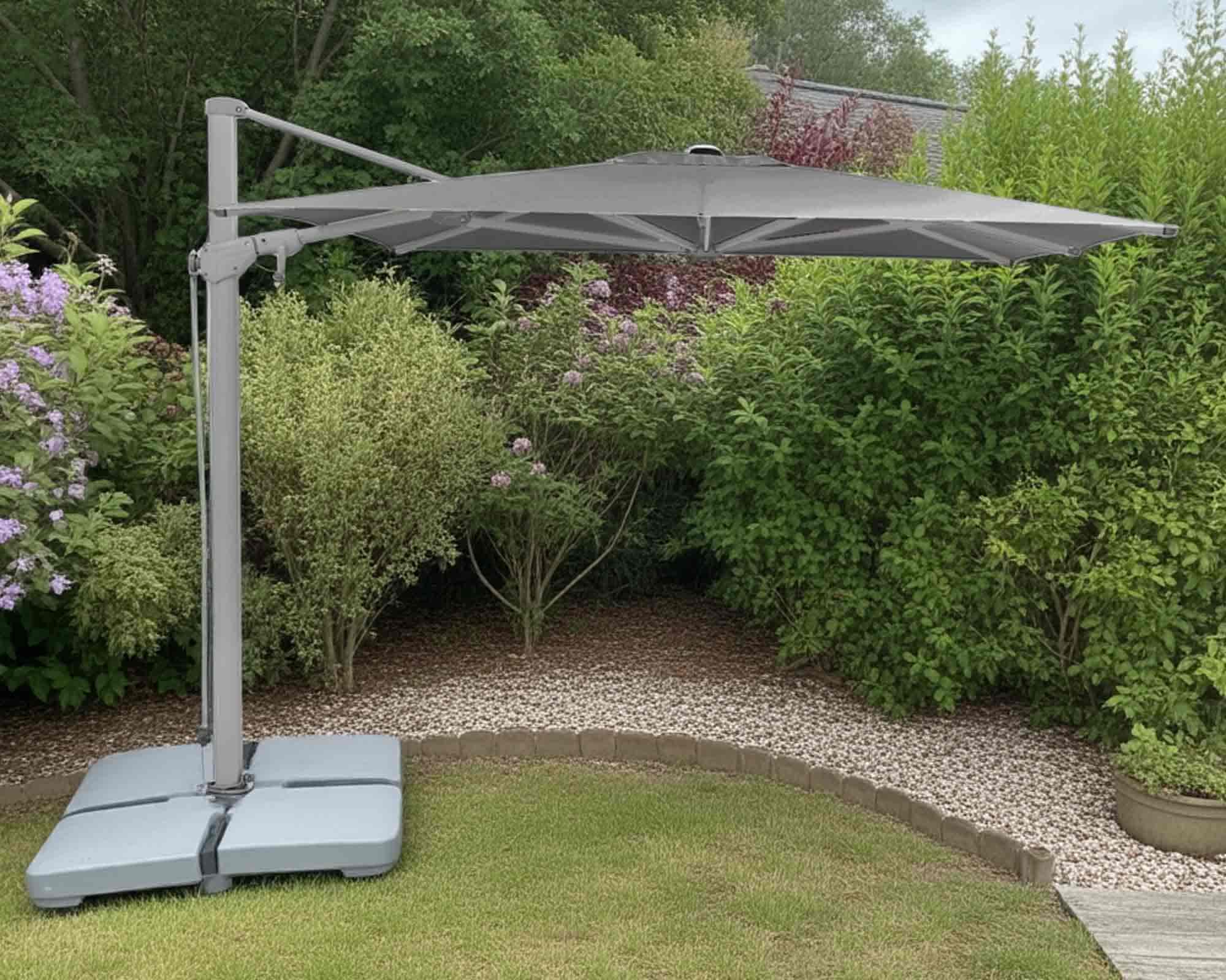 Ombrellone a Braccio con Copertura Varioflex Grigio 3,3x2,7m in Alluminio e Poliestere - Arco Marketing