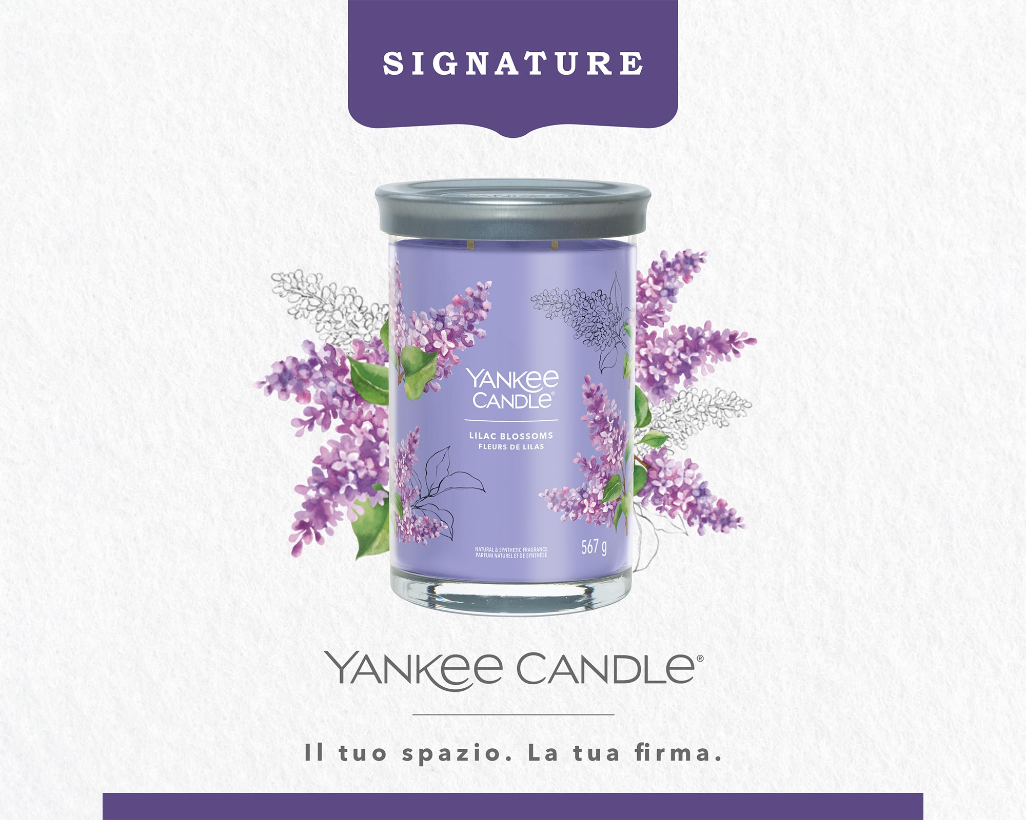 Yankee Candle Grande 651ml Vetro Barattolo Candela Lavanda Fiori Floreale  Viola